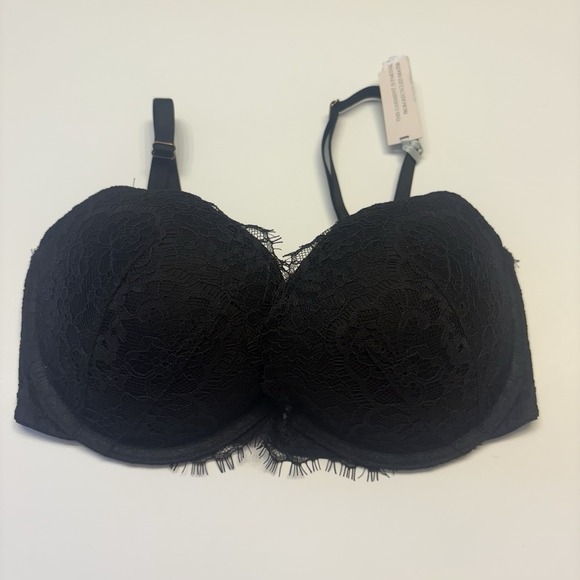 Victorias Secret Dream Angels Pushup‎ Bra Thick Padded Size 32DD Black Lace NEW - Picture 5 of 10